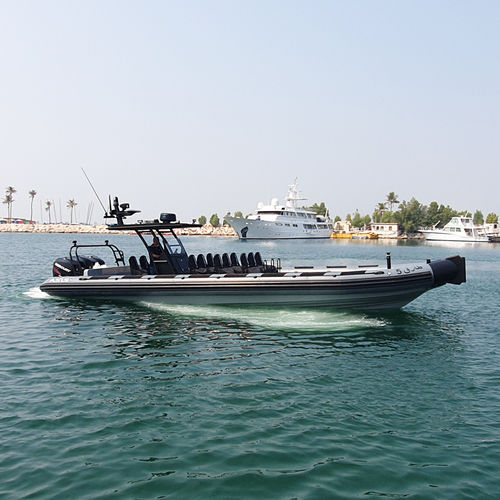 Barco profissional barco-patrulha - 12 M - ASIS BOATS - com motor de popa / barco inflável semirrígido