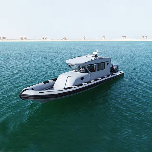 Barco inflável com motor de popa - 12 M - ASIS BOATS - trimotor / semirrígido / com cockpit fechado