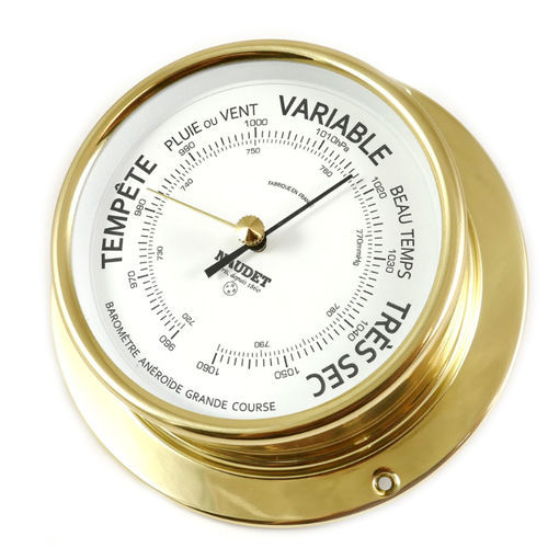 Barômetro analógico -  DIAL 10CM - NAUDET - em latão / branco