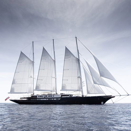 Super iate à vela de luxo de cruzeiro - KORU - Oceanco - de popa aberta / com gurupés / 3 mastros