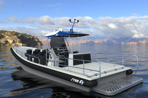 Barco profissional barco de passageiros - TEN  - Stem Marine - com motor de popa / em PRFV / barco inflável semirrígido