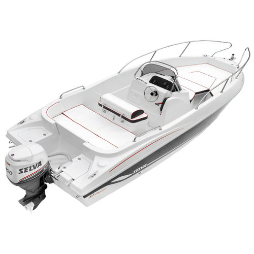 Lancha de console central com motor de popa - 5.7 ELEGANCE - Selva Marine - Fiberglass - em fibra de vidro / máx. 7 pessoas / com solário