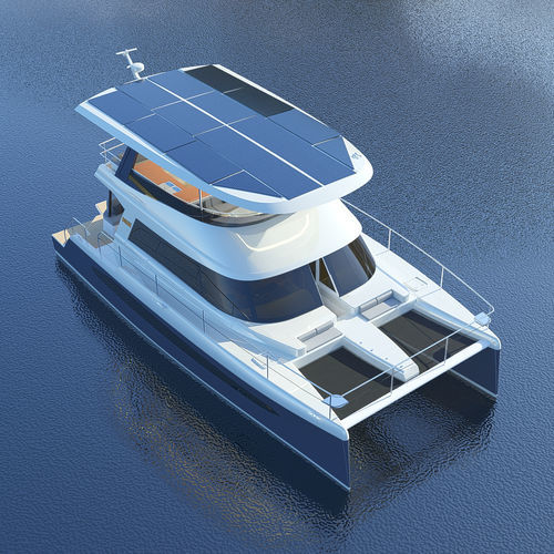 Lancha Express Cruiser catamarã - ELIGHT 44 - NOVA LUXE YACHTS - com motor de centro / híbrida solar-diesel / híbrida diesel-elétrica