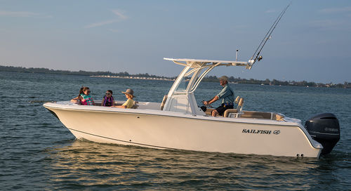 Lancha de console central com motor de popa - 241 CC - SouthWind - de pesca esportiva / máx. 10 pessoas / com solário