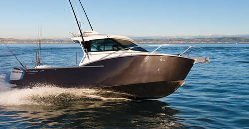 Lancha Cabin Cruiser com motor de popa - CUSTOM 750 XS - Dickey Boats Limited - com hard-top / de pesca esportiva