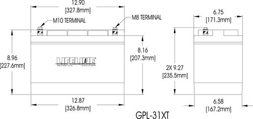 Bateria náutica - GPL-31XT - Lifeline Batteries - 12 V / de chumbo / AGM