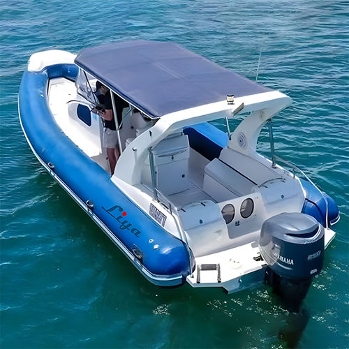 Barco inflável com motor de popa - RIB830 - Qingdao Lian Ya Boat Co.,Ltd. - de gasolina / bimotor / com casco rígido