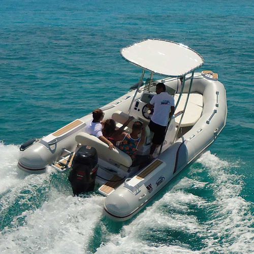 Barco inflável com motor de popa - OP600 - Tiger Marine - semirrígido / com console central / open