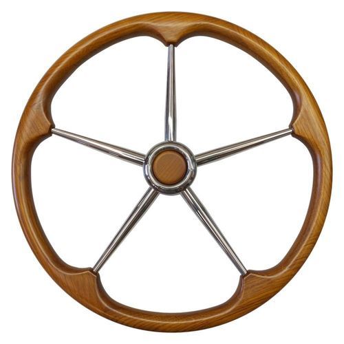 Volante para barco a motor em aço inoxidável - T8T series - SAVORETTI ARMANDO & C. s.n.c. - em teca / clássico / 5 raios