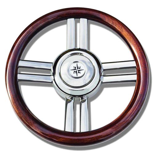 Volante para barco a motor em aço inoxidável - T24LMO-LTE series - SAVORETTI ARMANDO & C. s.n.c. - em teca / de regata / 8 raios