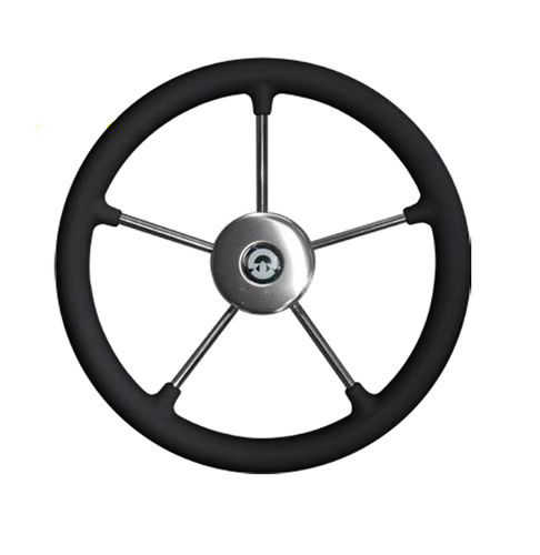 Volante para barco a motor em aço inoxidável - VR01 - Riviera srl Genova - de regata / 5 raios / preto
