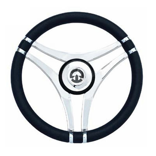 Volante para barco a motor em aço inoxidável - VS15 - Riviera srl Genova - revestido de poliuretano / de regata / 3 raios