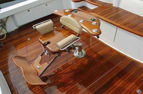 Cadeira de comando para barco - Large Tuna - Murray Products - com braços / em teca