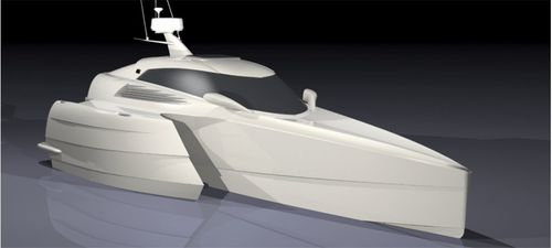Lancha Cabin Cruiser trimarã - LOMOcean Design - com motor de popa / com cockpit fechado / esportiva