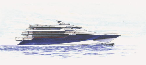Megaiate de alta velocidade - Wavepiercer Giga - LOMOcean Design - com casa de leme elevada / em compósito