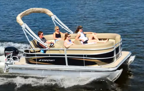 Pontoon boat com motor de popa - 16 R - Stardeck by starcraft - open / com console lateral / para esqui aquático