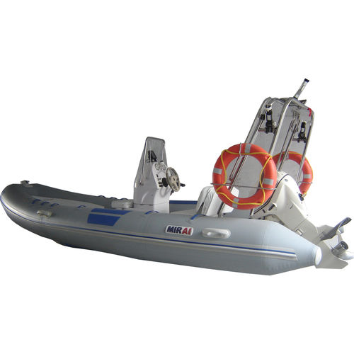 Barco inflável com motor de popa - 5,00 mt. SCR - MIRAI - de casco rígido (RIB) / com console central / em fibra de vidro