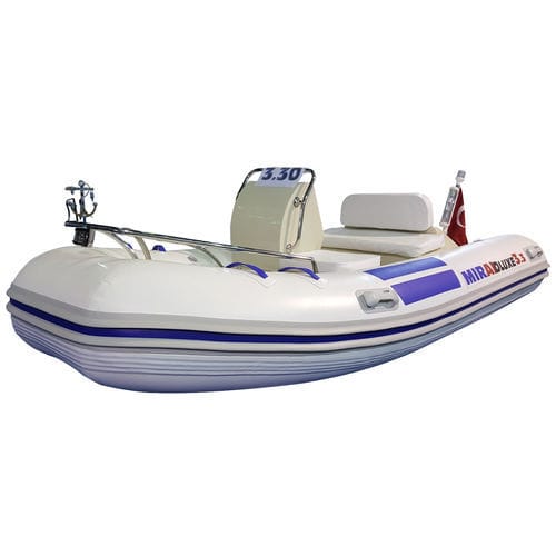 Barco inflável com motor de popa - 330 DELUXE - MIRAI - de casco rígido (RIB) / open / com console lateral