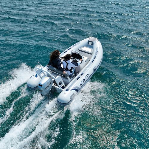 Barco inflável com motor de popa - CL 400 - HIGHFIELD BOATS - semirrígido / open / com console lateral