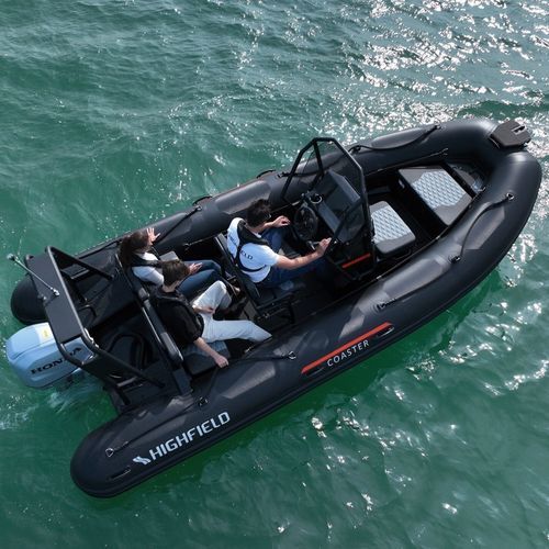 Barco profissional barco-patrulha - 540 Coaster - HIGHFIELD BOATS - com motor de popa / em alumínio / barco inflável semirrígido