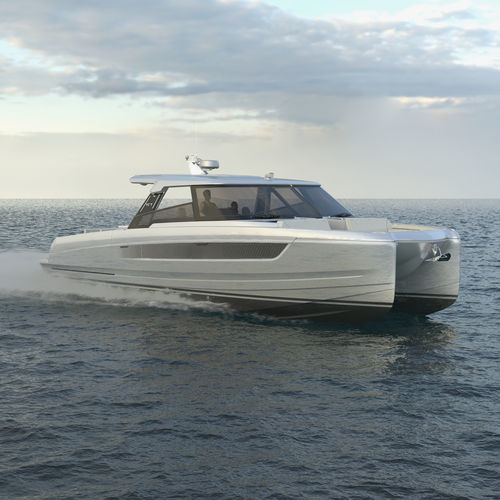 Lancha Express Cruiser catamarã - YOT 41 - YOT POWER CATAMARANS - com motor de popa / bimotor
