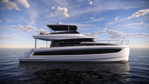 Lancha Express Cruiser catamarã - 53 - YOT POWER CATAMARANS - com motor de centro / bimotor / com flybridge
