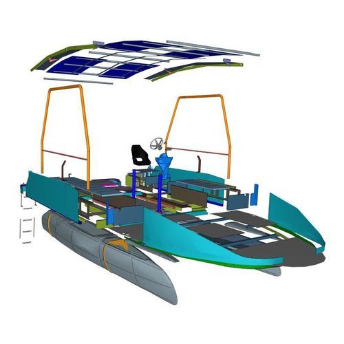 Barco profissional barco de passageiros - SRE 23 KIT - SeaZen - catamarã / elétrico a energia solar / com motor de popa