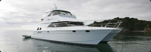 Lancha Express Cruiser catamarã - aurora (dalian) yachts co ltd - com motor de centro / com casco de semideslocamento / com flybridge fechado
