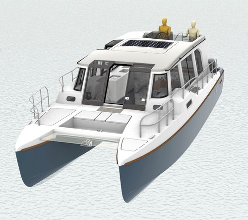 Lancha Cabin Cruiser catamarã - BB37 - Bader Hausboot - com motor de popa / bimotor / com casco de planeio