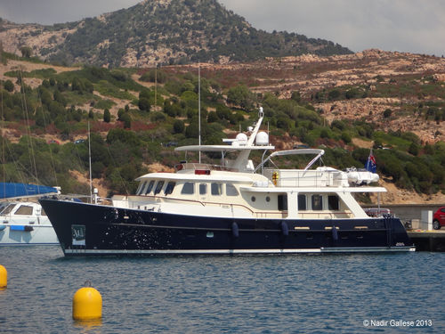 Trawler com motor de centro - Delfino 70 - De Alm  - com flybridge / em aço