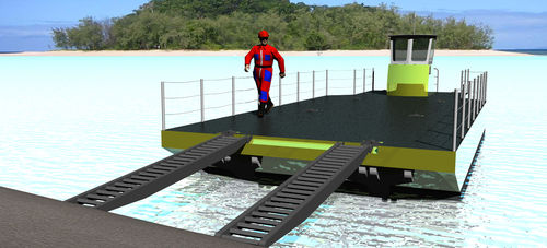 Barco profissional barcaça de trabalho - Container Barge 1200D - ContainerTug B.V. - em alumínio / transportável em contêiner