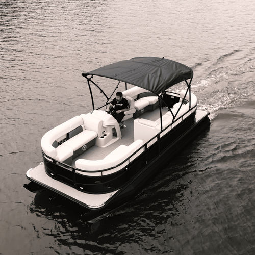 Pontoon boat com motor de popa - WX TRITOON - Vision Marine Technologies - elétrico / tri-tube / open