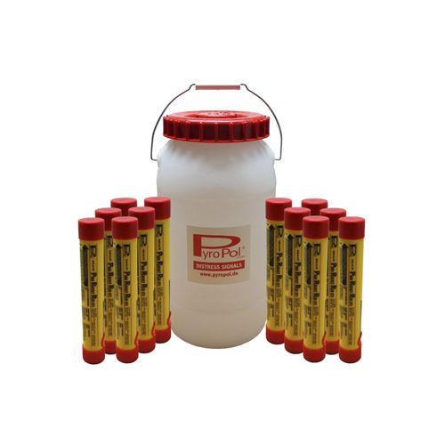 Kit de pirotécnicos de sinalização e salvatagem para barco: navegação em alto-mar (fachos manuais, sinais fumígenos, foguetes sinalizadores) - 2-1308800 - PyroPol GmbH