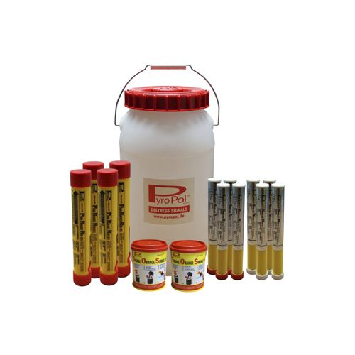 Kit de pirotécnicos de sinalização e salvatagem para barco: navegação costeira (fachos manuais, sinais fumígenos, foguetes sinalizadores) - 2-1308600 - PyroPol GmbH