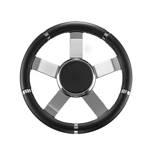 Volante para barco a motor em aço inoxidável - Rigel - Ros Industrie srl - com revestimento de couro / com revestimento de couro
