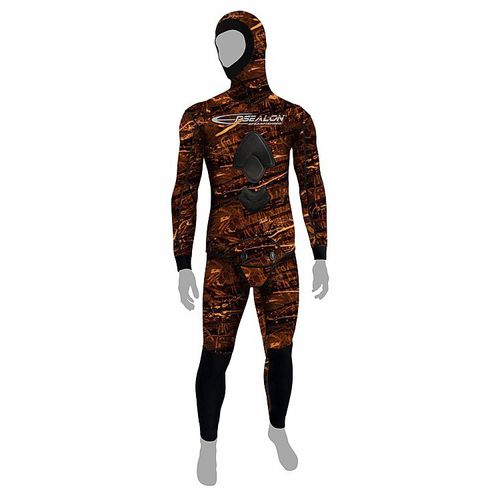 Roupa completa de neoprene para pesca submarina - Brown Fusion - EPSEALON - de mangas longas / em peça única / com capuz