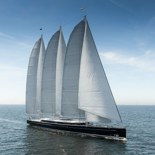 Super iate à vela de luxo de cruzeiro - Sea Eagle II - Trimm Design BV - de popa aberta / 3 mastros
